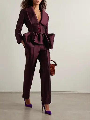 Christopher John Rogers Silk And Wool-blend Satin Peplum Blazer | Thumbnail 2 Christopher John Rogers Silk And Wool-blend Satin Peplum Blazer | Thumbnail 2