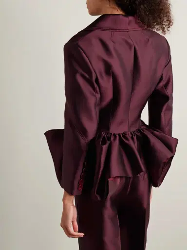 Christopher John Rogers Silk And Wool-blend Satin Peplum Blazer | Thumbnail 3 Christopher John Rogers Silk And Wool-blend Satin Peplum Blazer | Thumbnail 3