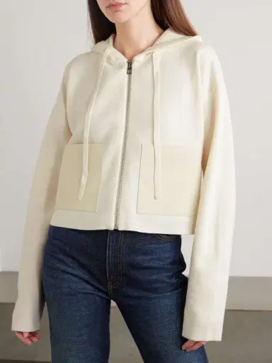 Loewe Leather-trimmed Wool-blend Hoodie | Thumbnail 3 Loewe Leather-trimmed Wool-blend Hoodie | Thumbnail 3