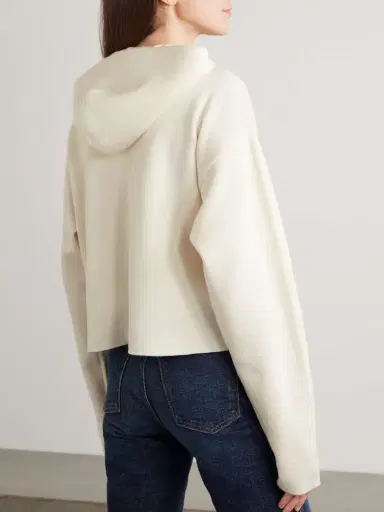 Loewe Leather-trimmed Wool-blend Hoodie | Thumbnail 4 Loewe Leather-trimmed Wool-blend Hoodie | Thumbnail 4