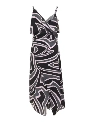 PUCCI Labirinto-Print Ruffled Silk Midi Dress | Thumbnail 2 PUCCI Labirinto-Print Ruffled Silk Midi Dress | Thumbnail 2