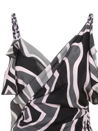PUCCI Labirinto-Print Ruffled Silk Midi Dress | Thumbnail 3 PUCCI Labirinto-Print Ruffled Silk Midi Dress | Thumbnail 3