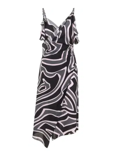 PUCCI Labirinto-Print Ruffled Silk Midi Dress | Thumbnail 1 PUCCI Labirinto-Print Ruffled Silk Midi Dress | Thumbnail 1