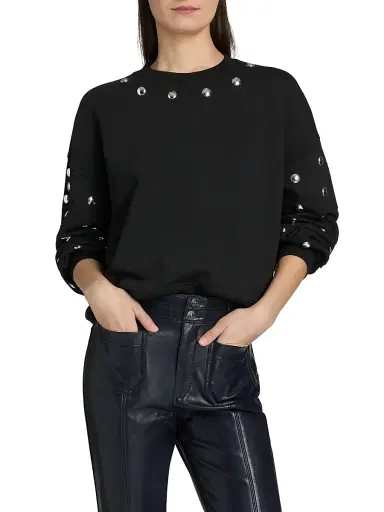 Cinq à Sept Women's Brandy Studded Sweatshirt - Black | Thumbnail 3 Cinq à Sept Women's Brandy Studded Sweatshirt - Black | Thumbnail 3