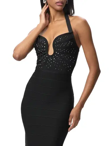 Hervé Léger Women's The Reina Bandage Halter Gown | Thumbnail 7 Hervé Léger Women's The Reina Bandage Halter Gown | Thumbnail 7