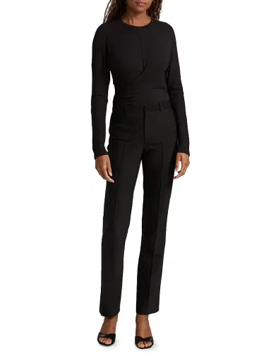 Vince Women's Drape Jersey Crewneck T-Shirt - Black | Thumbnail 2 Vince Women's Drape Jersey Crewneck T-Shirt - Black | Thumbnail 2