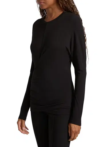 Vince Women's Drape Jersey Crewneck T-Shirt - Black | Thumbnail 4 Vince Women's Drape Jersey Crewneck T-Shirt - Black | Thumbnail 4