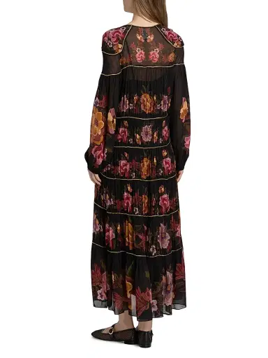 Farm Rio Women's Chenille Flowers Floral V-Neck Maxi Dress - Black | Thumbnail 5 Farm Rio Women's Chenille Flowers Floral V-Neck Maxi Dress - Black | Thumbnail 5