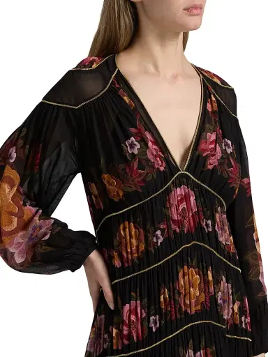 Farm Rio Women's Chenille Flowers Floral V-Neck Maxi Dress - Black | Thumbnail 6 Farm Rio Women's Chenille Flowers Floral V-Neck Maxi Dress - Black | Thumbnail 6
