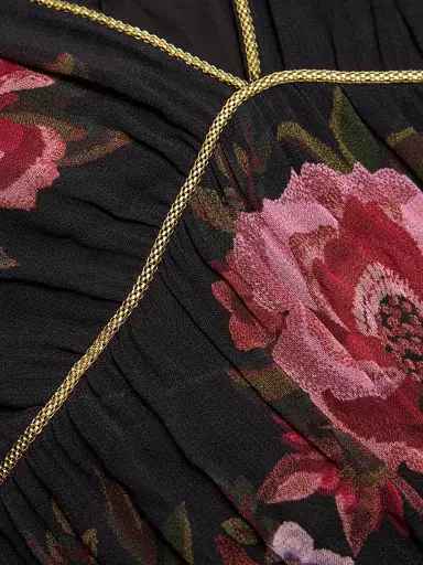 Farm Rio Women's Chenille Flowers Floral V-Neck Maxi Dress - Black | Thumbnail 7 Farm Rio Women's Chenille Flowers Floral V-Neck Maxi Dress - Black | Thumbnail 7