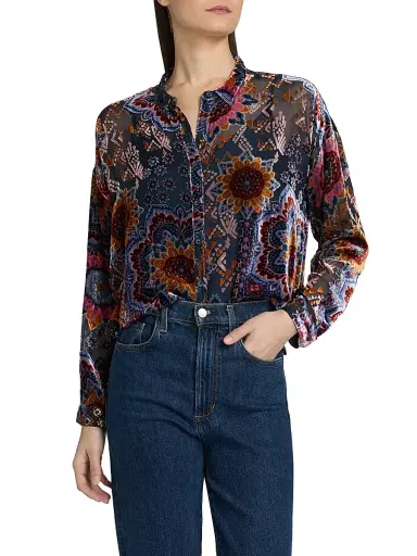 Johnny Was Women's Audrey Sisi Burnout Oversized Shirt - Sisi | Thumbnail 3 Johnny Was Women's Audrey Sisi Burnout Oversized Shirt - Sisi | Thumbnail 3
