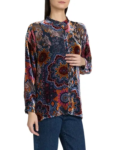 Johnny Was Women's Audrey Sisi Burnout Oversized Shirt - Sisi | Thumbnail 4 Johnny Was Women's Audrey Sisi Burnout Oversized Shirt - Sisi | Thumbnail 4