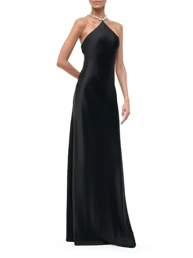 Staud Women's Cadence Imitation Pearl-Embellished Satin Maxi Dress - Black - Size 12 | Thumbnail 3 Staud Women's Cadence Imitation Pearl-Embellished Satin Maxi Dress - Black - Size 12 | Thumbnail 3
