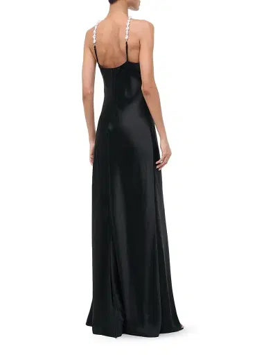 Staud Women's Cadence Imitation Pearl-Embellished Satin Maxi Dress - Black - Size 12 | Thumbnail 5 Staud Women's Cadence Imitation Pearl-Embellished Satin Maxi Dress - Black - Size 12 | Thumbnail 5