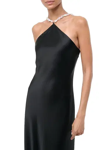 Staud Women's Cadence Imitation Pearl-Embellished Satin Maxi Dress - Black - Size 12 | Thumbnail 6 Staud Women's Cadence Imitation Pearl-Embellished Satin Maxi Dress - Black - Size 12 | Thumbnail 6