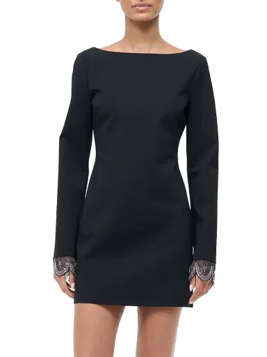 Staud Women's Hunter Beaded-Cuff Minidress - Black - Size XL | Thumbnail 2 Staud Women's Hunter Beaded-Cuff Minidress - Black - Size XL | Thumbnail 2