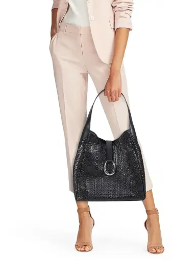 Staud Women's Maya Woven Leather Hobo Bag - Black Woven | Thumbnail 2 Staud Women's Maya Woven Leather Hobo Bag - Black Woven | Thumbnail 2