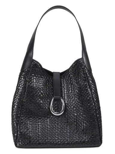 Staud Women's Maya Woven Leather Hobo Bag - Black Woven | Thumbnail 1 Staud Women's Maya Woven Leather Hobo Bag - Black Woven | Thumbnail 1