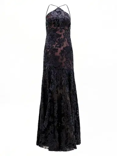 Silvia Tcherassi Women's Lottise Floral-Sequined Halter Gown - Black | Thumbnail 1 Silvia Tcherassi Women's Lottise Floral-Sequined Halter Gown - Black | Thumbnail 1