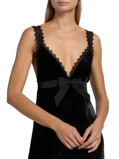 Ronny Kobo Women's Emmi Lace-Trim Bow Velvet Minidress - Black | Thumbnail 6 Ronny Kobo Women's Emmi Lace-Trim Bow Velvet Minidress - Black | Thumbnail 6