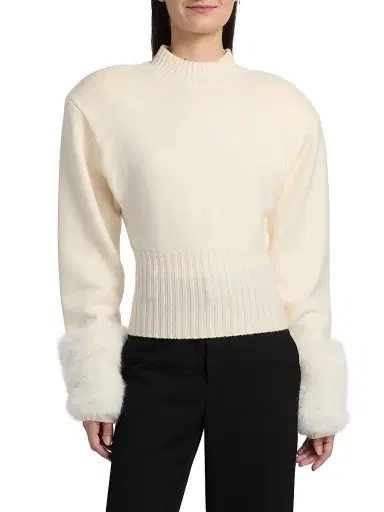 Ronny Kobo Women's Jenner Faux-Fur Cuff Knit Top - | Thumbnail 3 Ronny Kobo Women's Jenner Faux-Fur Cuff Knit Top - | Thumbnail 3