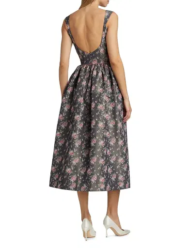 Markarian Women's Apple Taffeta Corset Midi-Dress - Shadow Floral Ikat | Thumbnail 5 Markarian Women's Apple Taffeta Corset Midi-Dress - Shadow Floral Ikat | Thumbnail 5