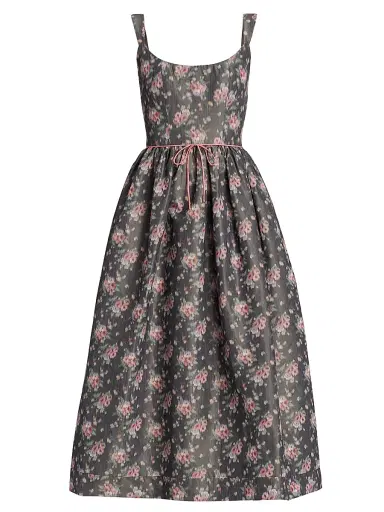Markarian Women's Apple Taffeta Corset Midi-Dress - Shadow Floral Ikat | Thumbnail 1 Markarian Women's Apple Taffeta Corset Midi-Dress - Shadow Floral Ikat | Thumbnail 1