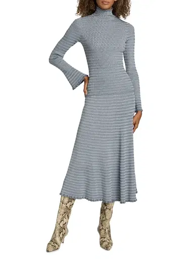 Proenza Schouler White Label Women's Stina Geo Stripe Midi-Skirt | Thumbnail 2 Proenza Schouler White Label Women's Stina Geo Stripe Midi-Skirt | Thumbnail 2