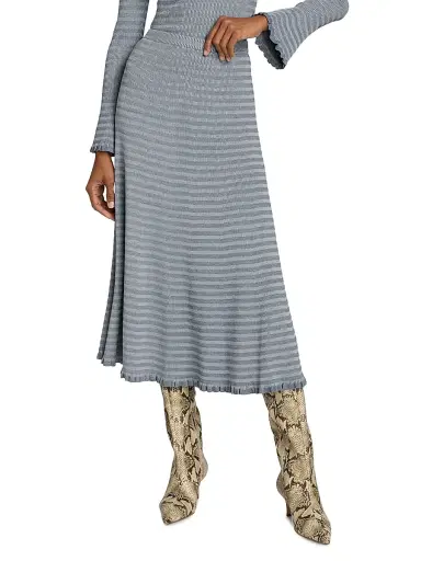 Proenza Schouler White Label Women's Stina Geo Stripe Midi-Skirt | Thumbnail 3 Proenza Schouler White Label Women's Stina Geo Stripe Midi-Skirt | Thumbnail 3