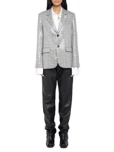 Zadig & Voltaire Women's Vanille Car Sequined Plaid Blazer - Black - Size XL | Thumbnail 2 Zadig & Voltaire Women's Vanille Car Sequined Plaid Blazer - Black - Size XL | Thumbnail 2