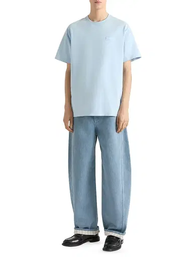 Givenchy Men's T-Shirt in Cotton with Paris Gros Grain - Light Blue | Thumbnail 2 Givenchy Men's T-Shirt in Cotton with Paris Gros Grain - Light Blue | Thumbnail 2
