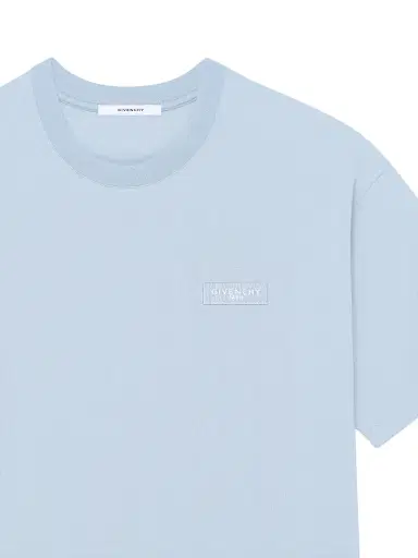 Givenchy Men's T-Shirt in Cotton with Paris Gros Grain - Light Blue | Thumbnail 4 Givenchy Men's T-Shirt in Cotton with Paris Gros Grain - Light Blue | Thumbnail 4