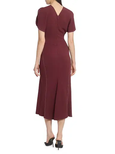 Victoria Beckham Women's Gathered Stretch Midi-Dress - Cinnabar Red - Size 0 | Thumbnail 5 Victoria Beckham Women's Gathered Stretch Midi-Dress - Cinnabar Red - Size 0 | Thumbnail 5