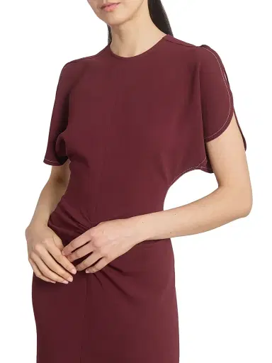 Victoria Beckham Women's Gathered Stretch Midi-Dress - Cinnabar Red - Size 0 | Thumbnail 6 Victoria Beckham Women's Gathered Stretch Midi-Dress - Cinnabar Red - Size 0 | Thumbnail 6