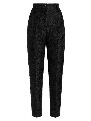 Dolce & Gabbana Women's Floral Brocade High-Rise Slim-Leg Pants - Nero | Thumbnail 1 Dolce & Gabbana Women's Floral Brocade High-Rise Slim-Leg Pants - Nero | Thumbnail 1