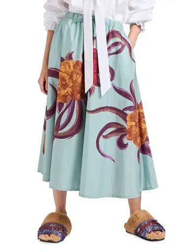 La DoubleJ Women's Drawstring Skirt Placée - Peony Placee Light Blue - Size Large | Thumbnail 3 La DoubleJ Women's Drawstring Skirt Placée - Peony Placee Light Blue - Size Large | Thumbnail 3