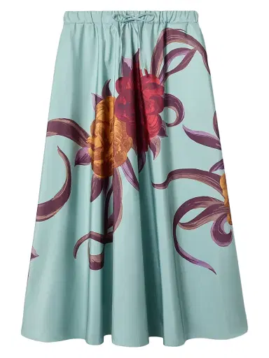 La DoubleJ Women's Drawstring Skirt Placée - Peony Placee Light Blue - Size Large | Thumbnail 1 La DoubleJ Women's Drawstring Skirt Placée - Peony Placee Light Blue - Size Large | Thumbnail 1