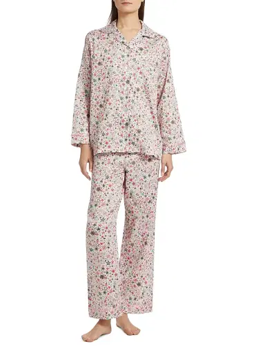 Papinelle Women's Christmas Stars Full Length Pajamas - Berry Pink | Thumbnail 3 Papinelle Women's Christmas Stars Full Length Pajamas - Berry Pink | Thumbnail 3