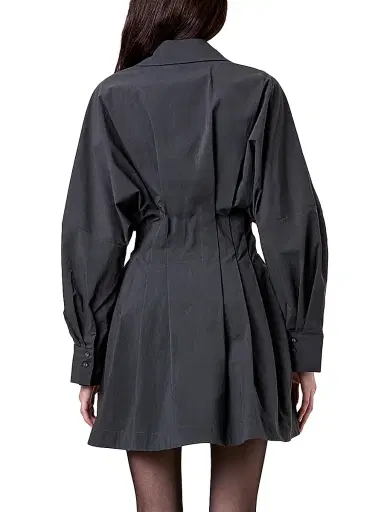 NICHOLAS Women's Fabienne Pleated Mini-Shirtdress - Charcoal | Thumbnail 4 NICHOLAS Women's Fabienne Pleated Mini-Shirtdress - Charcoal | Thumbnail 4
