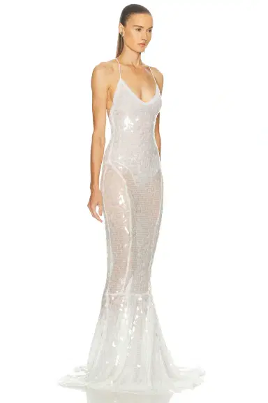 Norma Kamali Low Back Fara Slip Fishtail Gown | Thumbnail 2 Norma Kamali Low Back Fara Slip Fishtail Gown | Thumbnail 2
