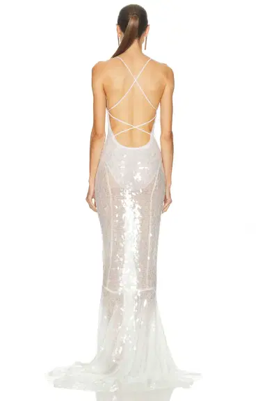 Norma Kamali Low Back Fara Slip Fishtail Gown | Thumbnail 3 Norma Kamali Low Back Fara Slip Fishtail Gown | Thumbnail 3