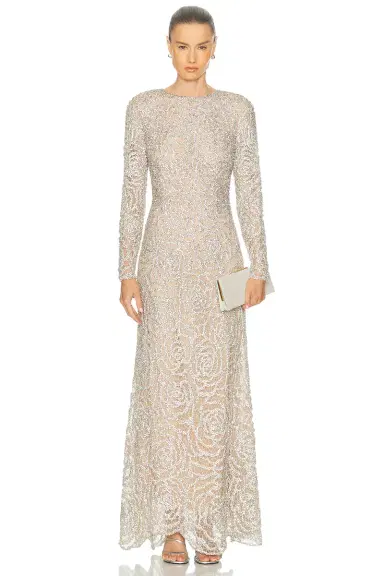 Oscar de la Renta Long Sleeve Gown | Thumbnail 1 Oscar de la Renta Long Sleeve Gown | Thumbnail 1