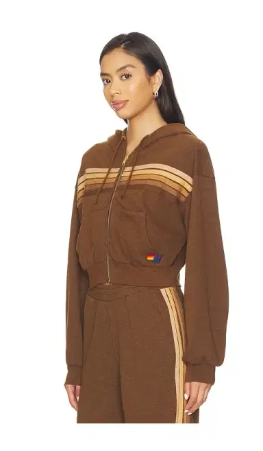 Aviator Nation 5 Stripe Cropped Zip Hoodie | Thumbnail 2 Aviator Nation 5 Stripe Cropped Zip Hoodie | Thumbnail 2