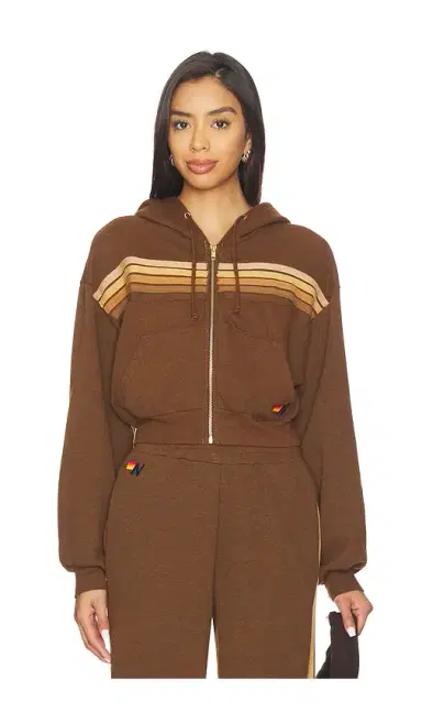 Aviator Nation 5 Stripe Cropped Zip Hoodie | Thumbnail 1 Aviator Nation 5 Stripe Cropped Zip Hoodie | Thumbnail 1