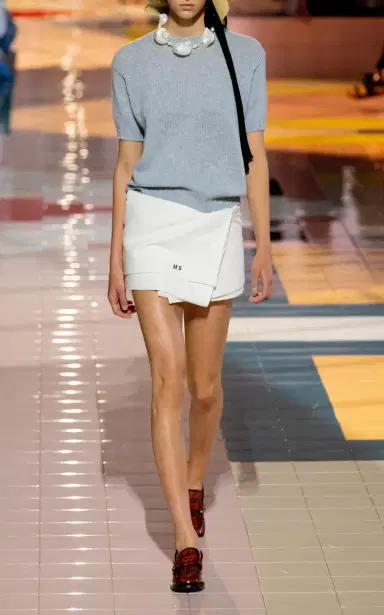 Prada Asymmetric Wrap-Effect Cotton-Blend Mini Skirt | Thumbnail 3 Prada Asymmetric Wrap-Effect Cotton-Blend Mini Skirt | Thumbnail 3