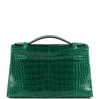 HERMÈS Hermes Kelly Pochette Vert Emeraude Shiny Alligator Mississippiensis Gold Hardware | Thumbnail 5 HERMÈS Hermes Kelly Pochette Vert Emeraude Shiny Alligator Mississippiensis Gold Hardware | Thumbnail 5