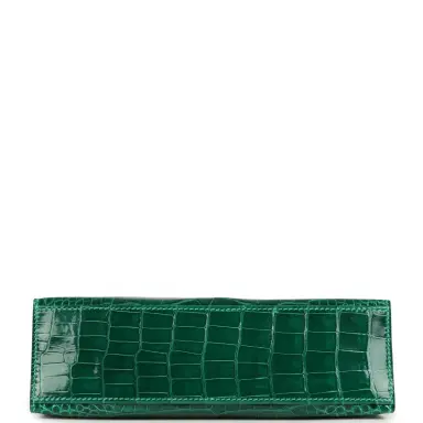 HERMÈS Hermes Kelly Pochette Vert Emeraude Shiny Alligator Mississippiensis Gold Hardware | Thumbnail 6 HERMÈS Hermes Kelly Pochette Vert Emeraude Shiny Alligator Mississippiensis Gold Hardware | Thumbnail 6