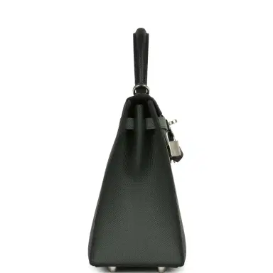 HERMÈS Hermes Kelly Sellier 25 Tri-Color Black, Vert Amande and Vert Mangrove Epsom Palladium Hardware | Thumbnail 3 HERMÈS Hermes Kelly Sellier 25 Tri-Color Black, Vert Amande and Vert Mangrove Epsom Palladium Hardware | Thumbnail 3