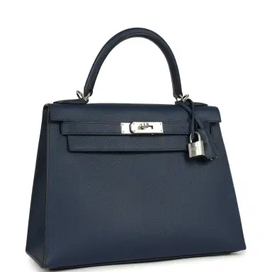 HERMÈS Hermes Kelly Sellier 28 Bleu Navy Epsom Palladium Hardware | Thumbnail 2 HERMÈS Hermes Kelly Sellier 28 Bleu Navy Epsom Palladium Hardware | Thumbnail 2