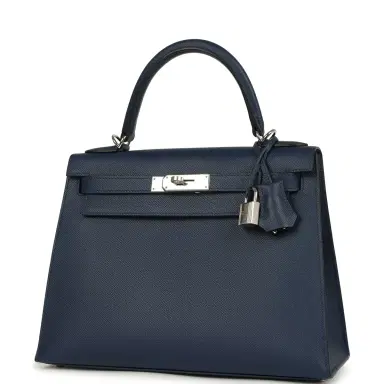 HERMÈS Hermes Kelly Sellier 28 Bleu Navy Epsom Palladium Hardware | Thumbnail 5 HERMÈS Hermes Kelly Sellier 28 Bleu Navy Epsom Palladium Hardware | Thumbnail 5